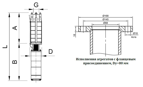 Габаритные размеры ЭЦВ 8-25-55