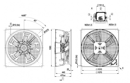 Осевой вентилятор ebmpapst W3G910HV1271
