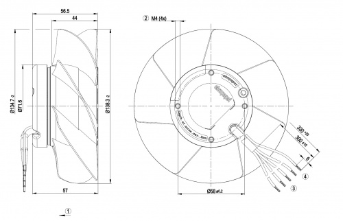Осевой вентилятор ebmpapst A2S130AA0333