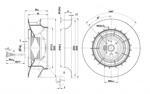 Центробежный вентилятор ebmpapst R2D250RA1001