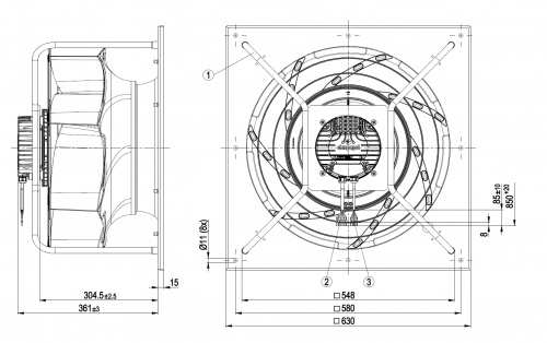 Центробежный вентилятор ebmpapst K3G500RL9601