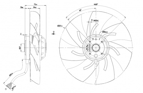 Осевой вентилятор ebmpapst A2D250AH0201