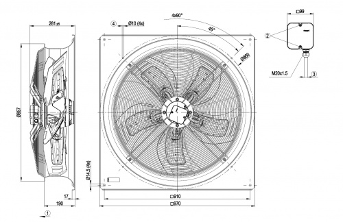 Осевой вентилятор ebmpapst W6D800GD0101