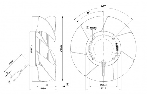 Осевой вентилятор ebmpapst A2S130AA0301