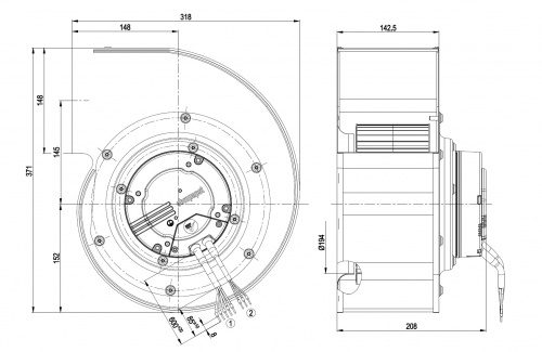 Центробежный вентилятор ebmpapst G3G225AD2971