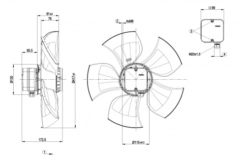 Осевой вентилятор ebmpapst A4D420AU0202