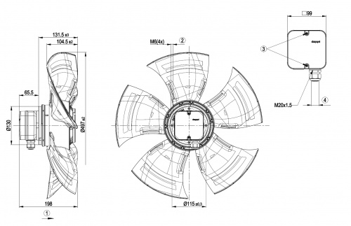 Осевой вентилятор ebmpapst A4D500AJ0302