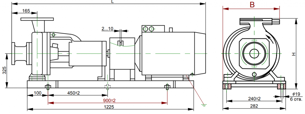Габаритный чертеж агрегата насоса СМС 80-50-200.png