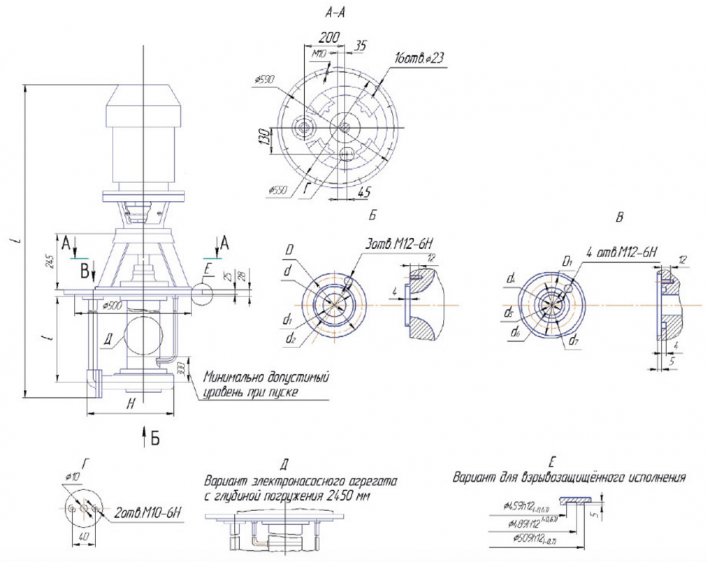 Габаритный чертеж насосов типа АХП.png