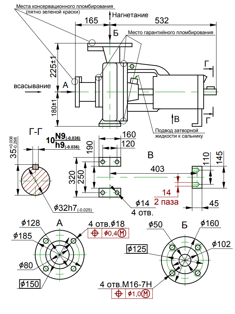 Гаьаритный чертеж насоса СМС 80-50-200.png