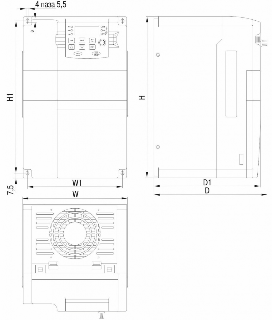 Габаритный чертеж ПЧ CONTROL-A310 380В, 3Ф 5,5-7,5 kW 13-17A.jpg