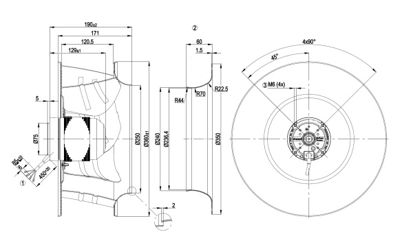 Центробежный вентилятор ebmpapst R4E355AL0205