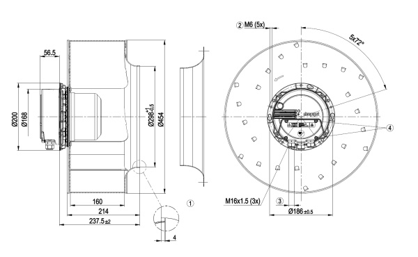 Центробежный вентилятор ebmpapst R3G450AD3301