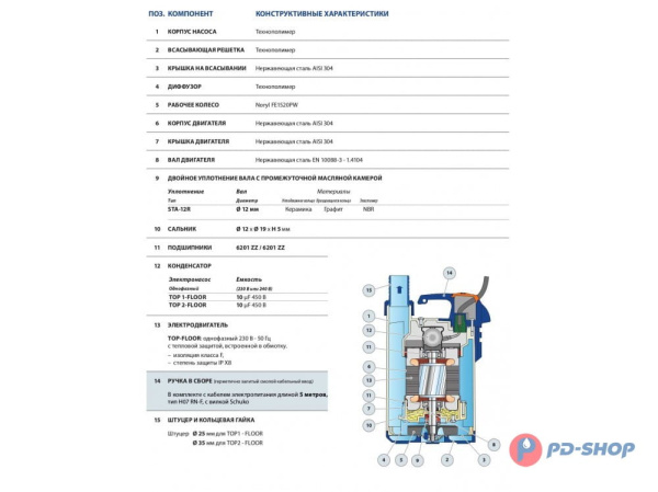 Насос дренажный Pedrollo TOP2-FLOOR