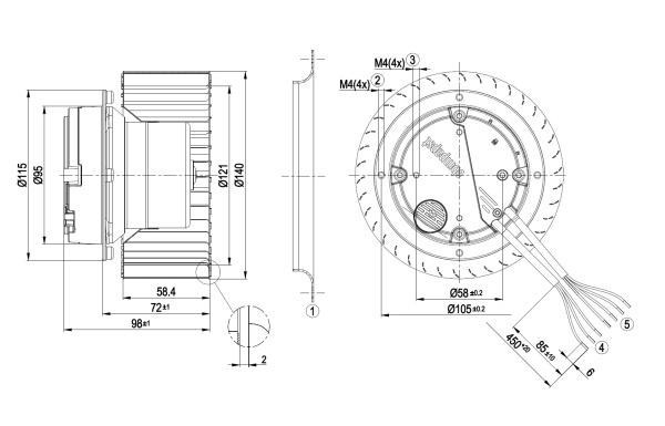 Центробежный вентилятор ebmpapst R3G140AV0302