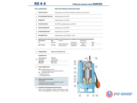 Насос дренажный Pedrollo RX4/40 кабель 10м