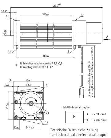 Тангенциальный вентилятор ebmpapst QG 030-353/12