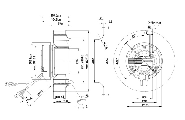 Центробежный вентилятор ebmpapst R3G220AE5001