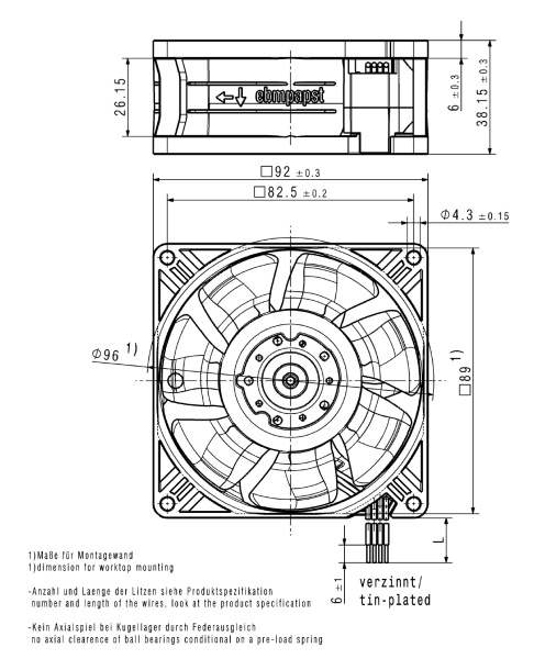 Вентилятор компактный ebmpapst 3258 J/2 H3PU