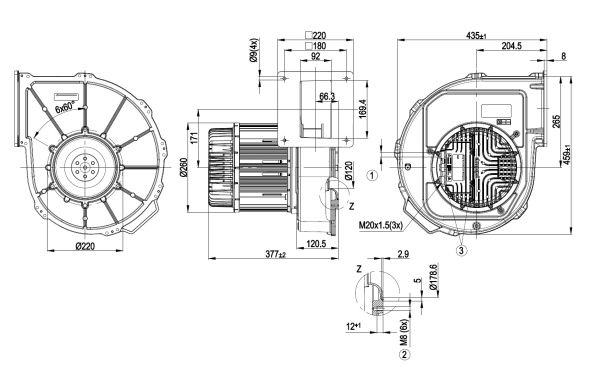 Центробежный вентилятор ebmpapst G3G250MW5001