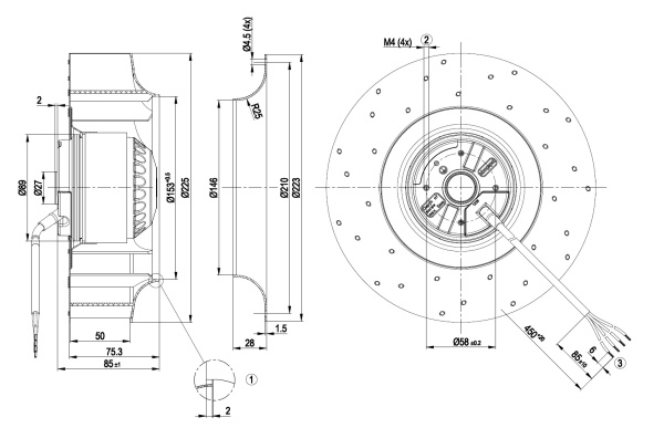 Центробежный вентилятор ebmpapst R2E225AX5205