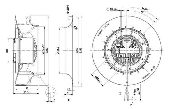 Центробежный вентилятор ebmpapst R1G250RC7502
