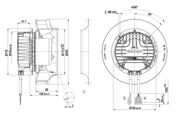 Центробежный вентилятор ebmpapst R3G250RR15P2