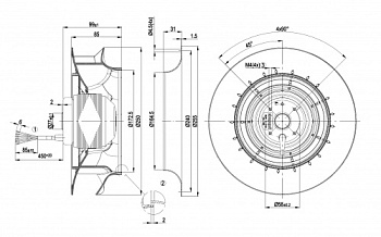 Центробежный вентилятор ebmpapst R2D250RA1001