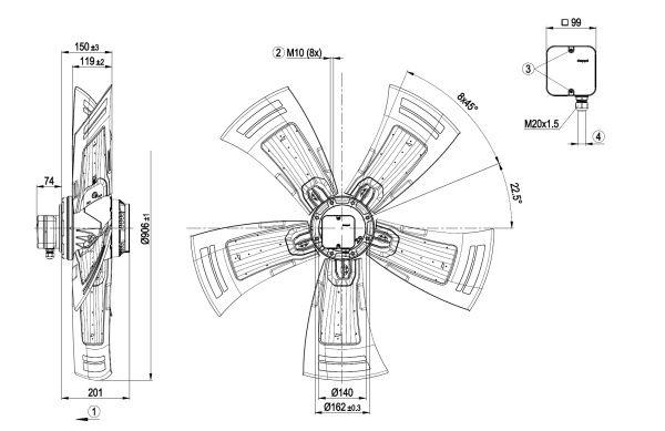 Осевой вентилятор ebmpapst A8D910AD0301