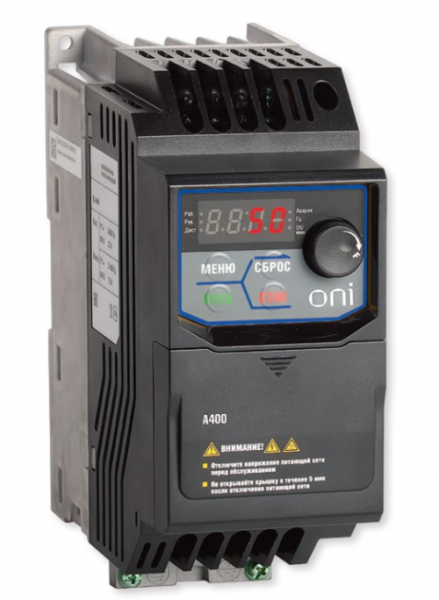 Преобразователь частоты A400 220В, 1Ф 0,20 kW 1,5А серии ONI