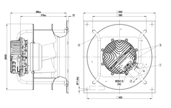 Центробежный вентилятор ebmpapst K3G400AQ2331