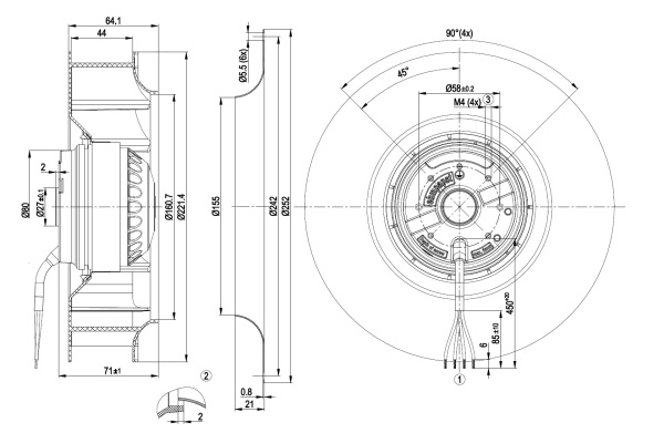 Центробежный вентилятор ebmpapst R2E220AD1911