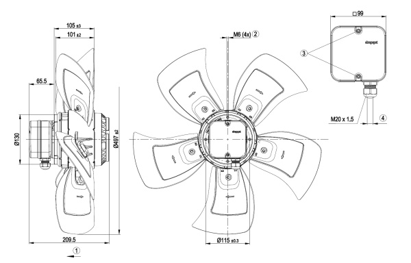 Осевой вентилятор ebmpapst A4D500AD0301