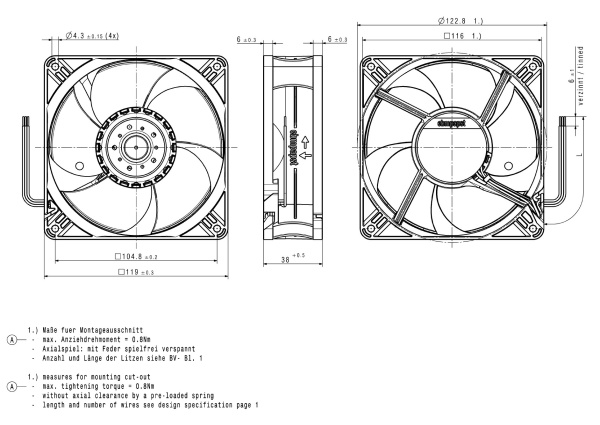 Вентилятор компактный ebmpapst 4412/2 HP