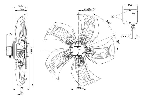 Осевой вентилятор ebmpapst A6D800AH0101