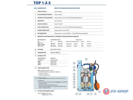 Насос дренажный Pedrollo TOP 5 NEW кабель 10м