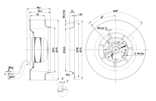 Центробежный вентилятор ebmpapst R2S175AB5601