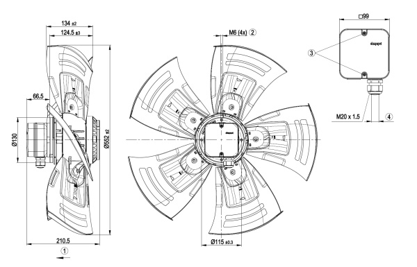 Осевой вентилятор ebmpapst A4D560AM0301