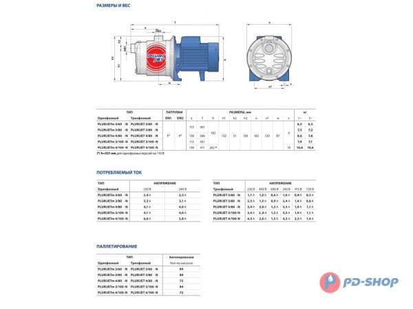 Насосная станция Pedrollo PLURIJETm 3/100X 24cl