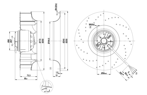Центробежный вентилятор ebmpapst R2E250AV6210
