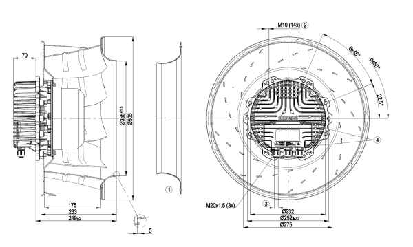 Центробежный вентилятор ebmpapst R3G500AG2501