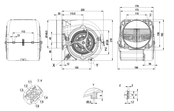 Центробежный вентилятор ebmpapst D2E146HS9744