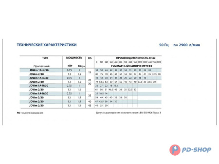 Насосная станция Pedrollo JDWm 2/30-4 50cl с/хl (ЛАТУНЬ)