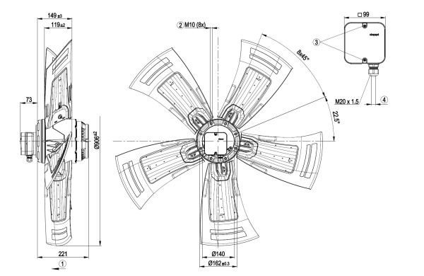 Осевой вентилятор ebmpapst A6D910AA0101