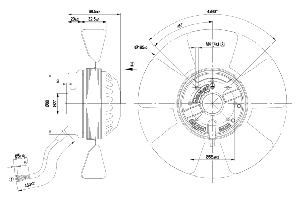 Осевой вентилятор ebmpapst A2E200AF0201