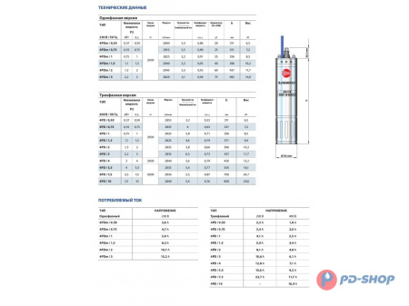 Двигатель погружной Pedrollo 4PD 10