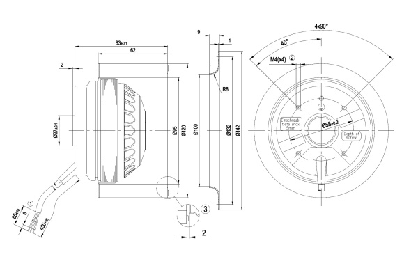 Центробежный вентилятор ebmpapst R2E120AR7705